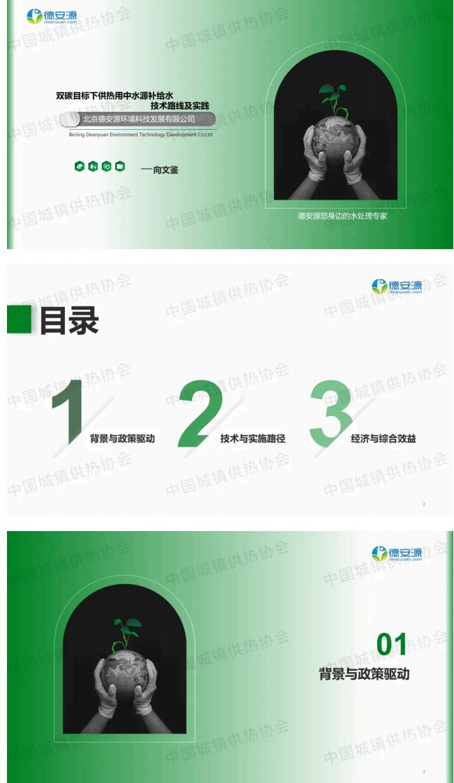 【专家PPT】北京德安源总经理向文鉴：双碳目标下供热用中水源补给水技术路线及实践-新质生产力