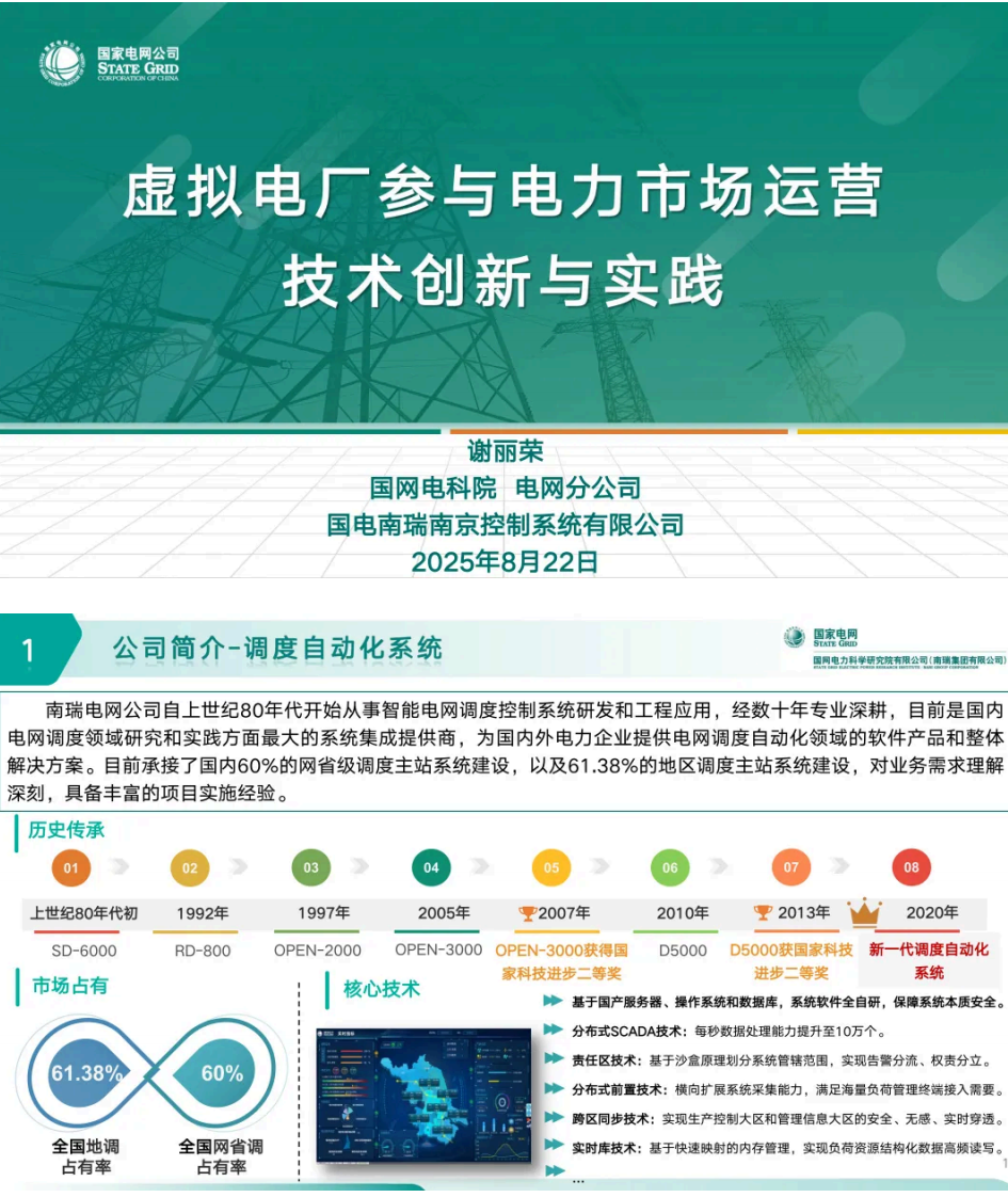 【PPT】国网电科院 谢丽荣：虚拟电厂参与电力市场运营技术创新与实践