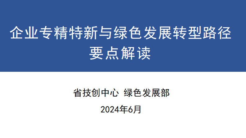【专家PPT-双碳】企业专精特新与绿色发展转型路径要点解读-浙江省技创中心